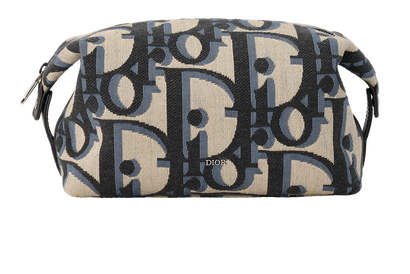 Christian Dior Maxi Oblique Toiletries Bag, &pound;395, Accessories, Beige/Blue, Canvas, Front view